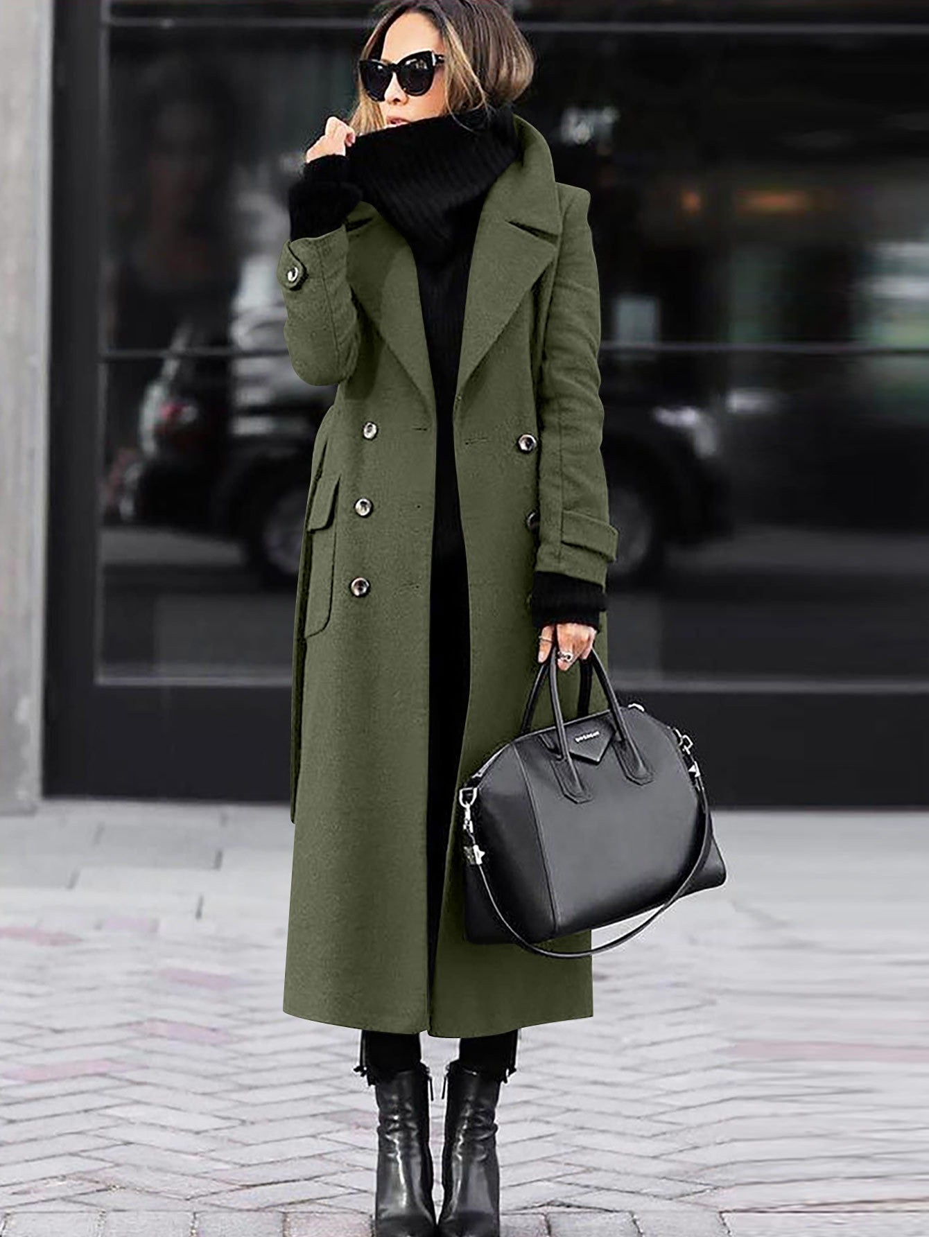 WW | Long wool jacket Tailored design Double-breasted Classic design