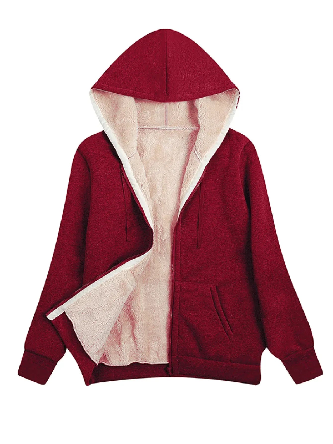 WW | Fleece Jacket - Relaxed Fit - Hood - Soft Lining - Zipper Closure