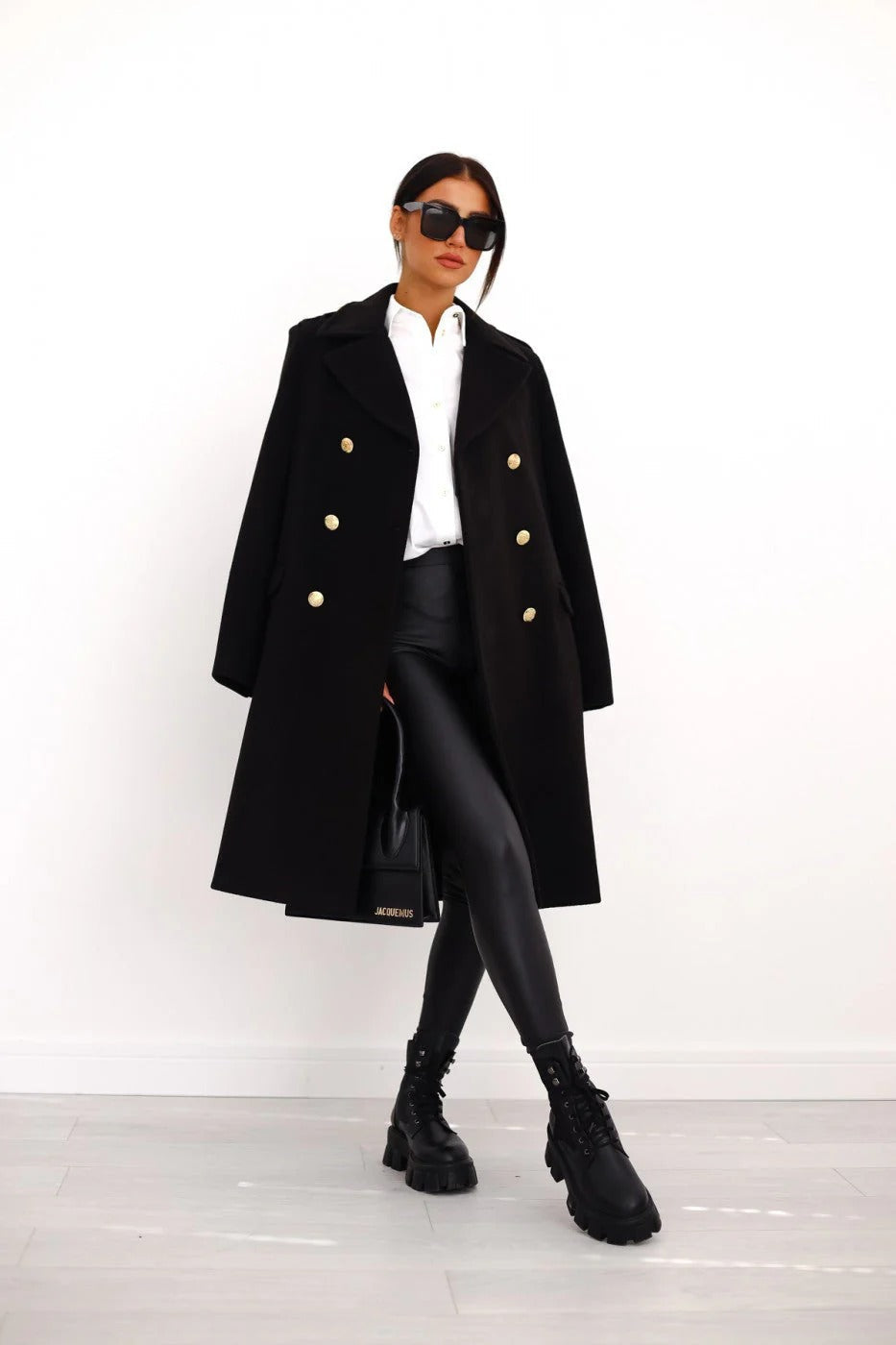 WW | Long Coat Wool Blend Tailored Fit Double-breasted with lapels