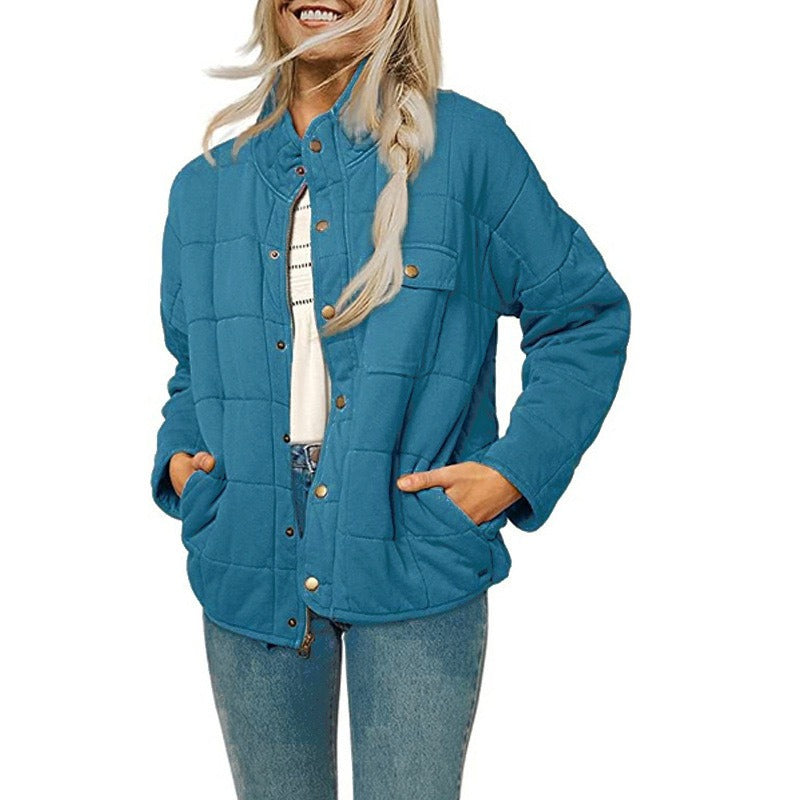 WW | Women's Quilted Jacket – Loose Fit – Stand-Up Collar – Button Placket – Side Pockets