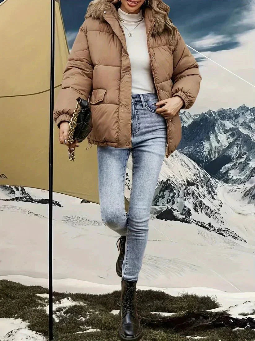 WW | Kunstpelz Kapuzen-Puffermantel - Warm isoliertes Design - Wintersichere Oberbekleidung