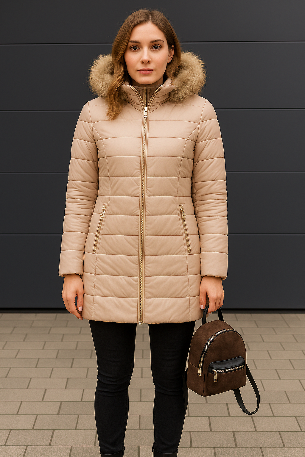 WW | Damen Warme Daunenjacke mit Pelzkragen für Frauen