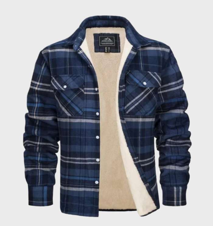 WW | Herren Warm Karierte Hemdjacke Mit Langen Ärmeln