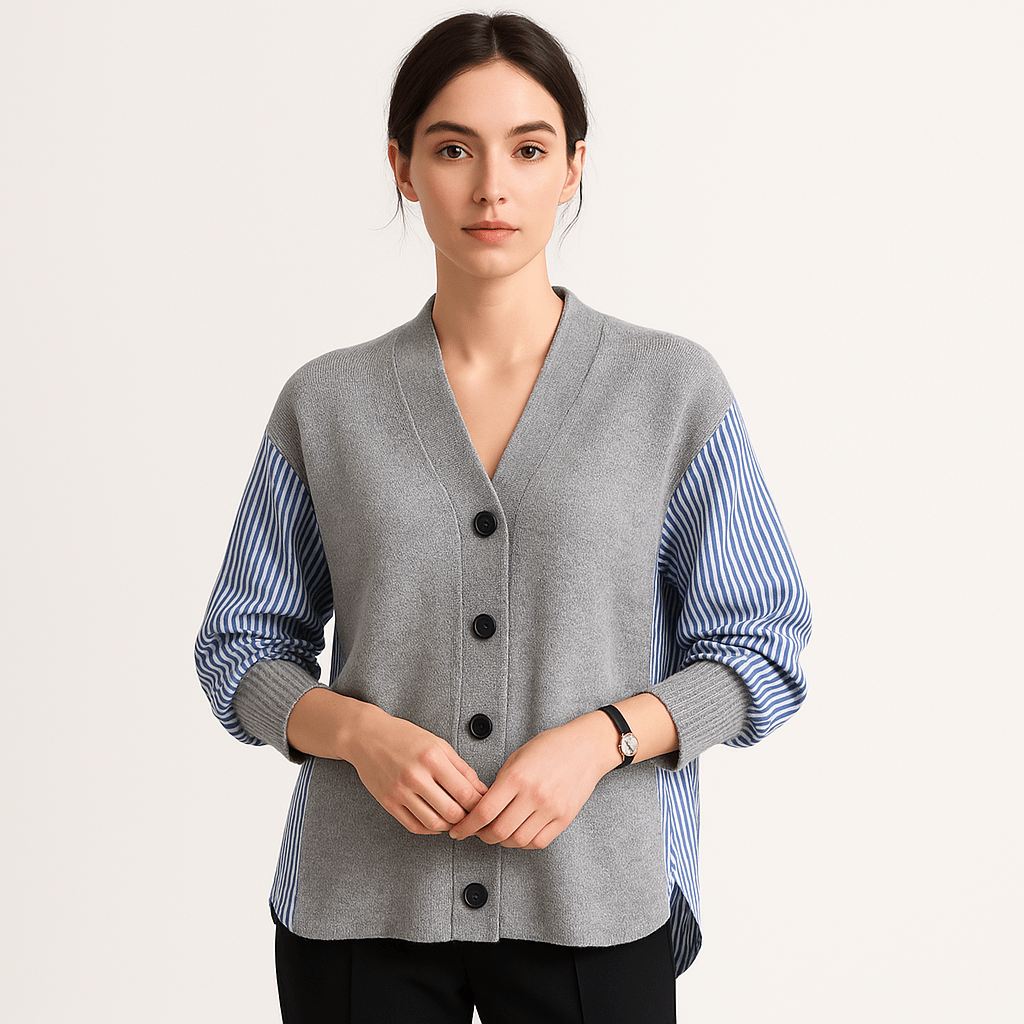 WW | Cardigan Hemd Kontrastierend Oversize Eleganz Lässig