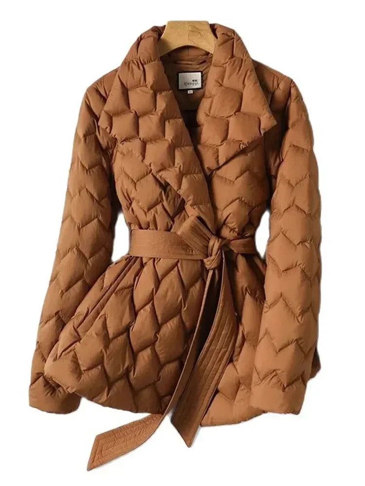 WW | Fitted Camel Quilted Jacket & Elegant