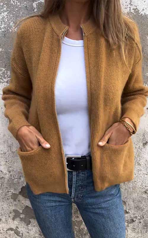 WW | Comfortable and Casual Zippered Wool Jacket