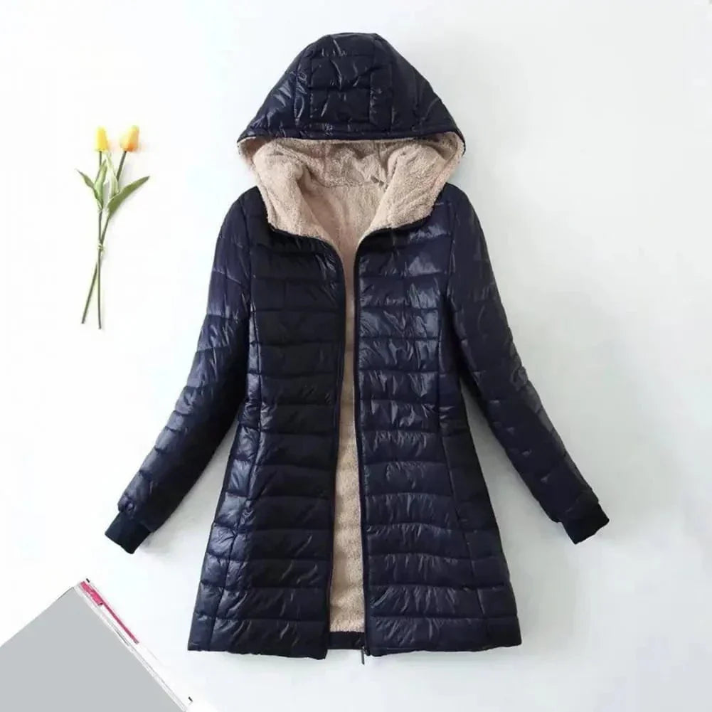 WW | Long Quilted Hooded Jacket, Lined, Winter Warmth and Comfort
