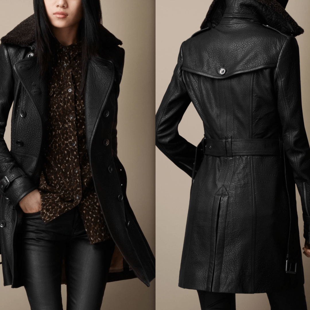 WW | Elegant and timeless long faux leather coat