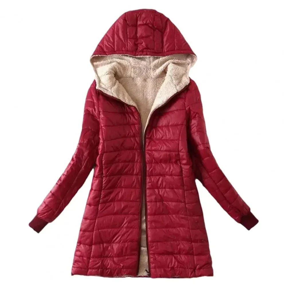 WW | Long Quilted Hooded Jacket, Lined, Winter Warmth and Comfort