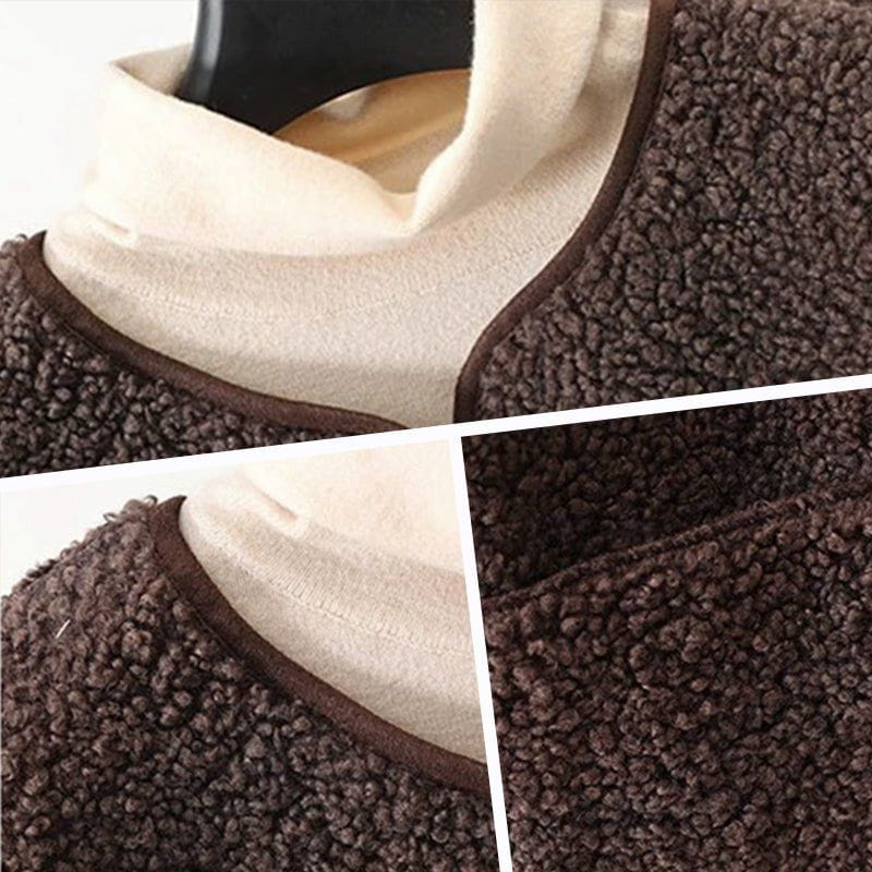 WW | Sleeveless vest made of brown, chocolate-colored faux fur, cozy and casual