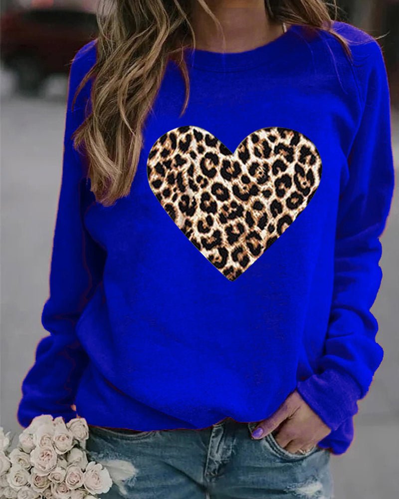 WW | Sweater with leopard heart pattern