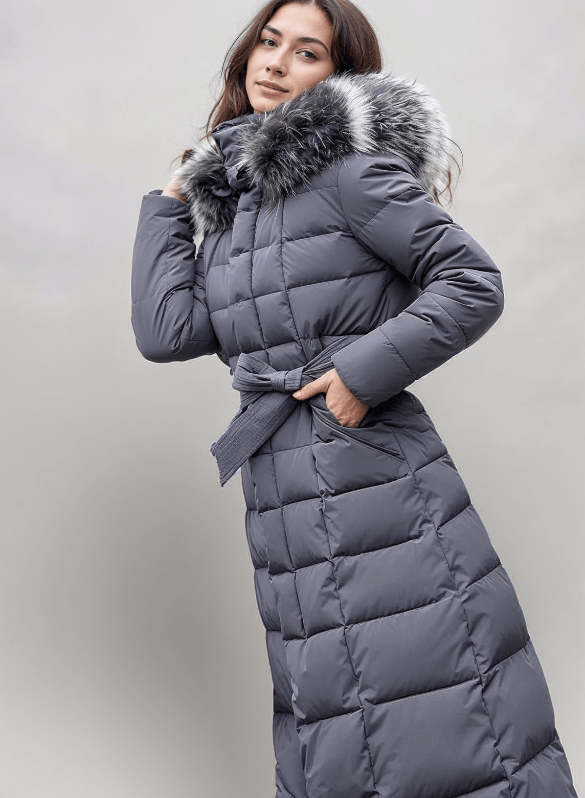 WW | Gürteltaschen-Pufferjacke - Mit Kunstfellbesatz Kapuze - Ultra-warme Isolierung - Winter Chic