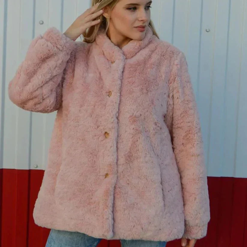 WW | luxurious plush coat with buttons