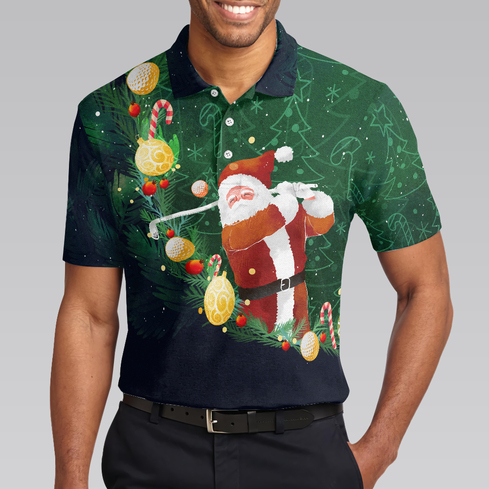 WW | Weihnachts Golf Polohemden - Herren Golf Polohemden Kurzarm - Santa Golfspiel Muster Shirt - Weihnachts Shirt Geschenkidee für Männer