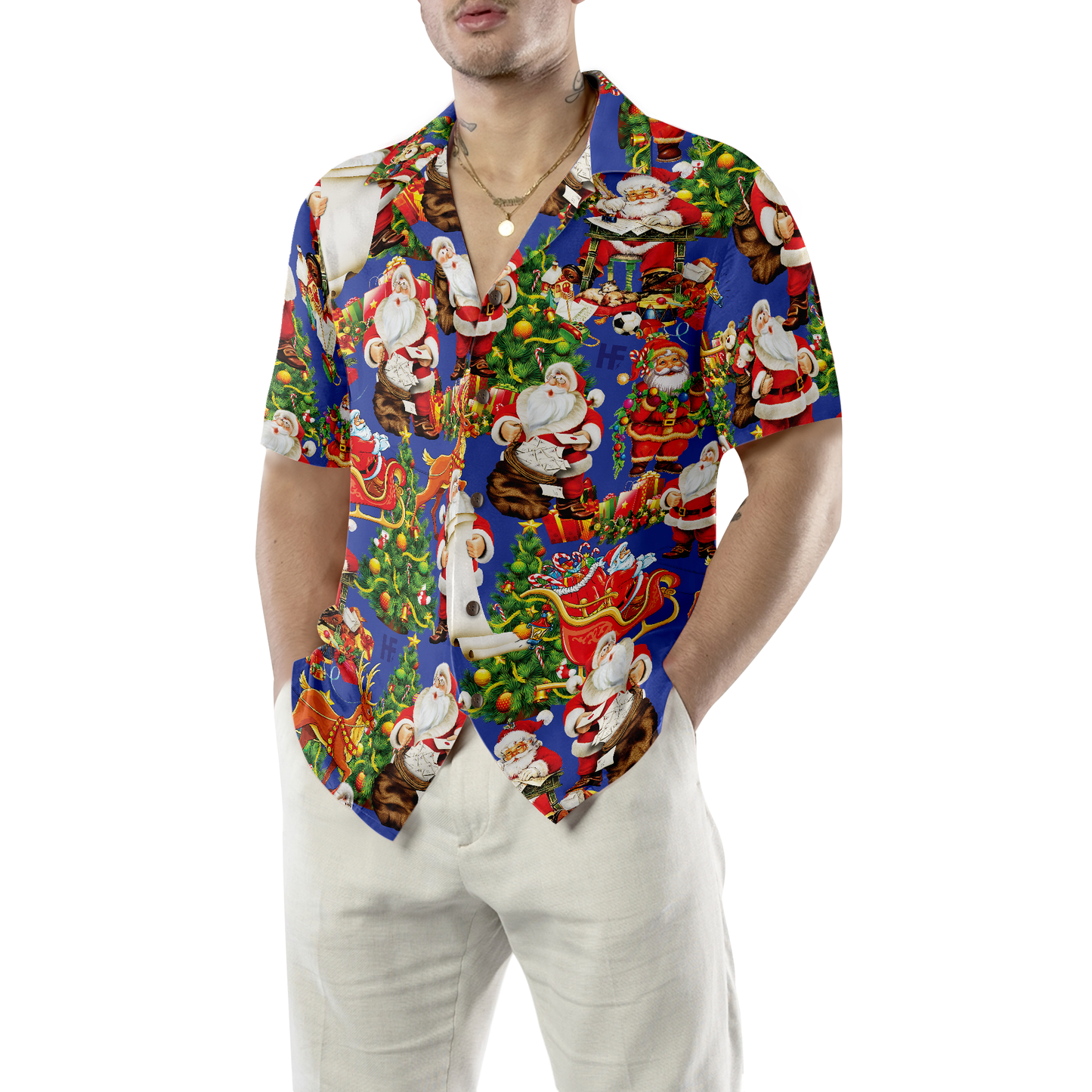 WW | Frohe Weihnachten Santa Claus 6 Hawaii-Hemd
