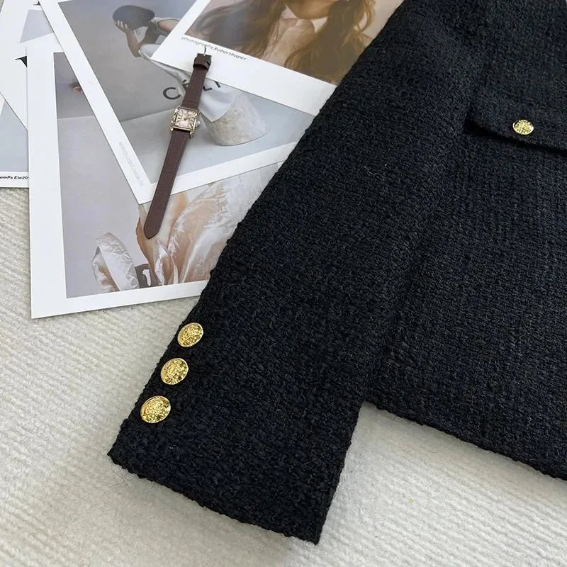 WW | Cropped Blazer with Buttons Round Neck