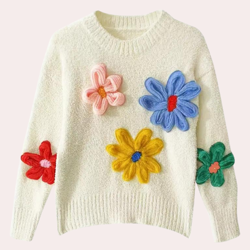 WW | Modischer Pullover mit Blumenmuster für Frauen