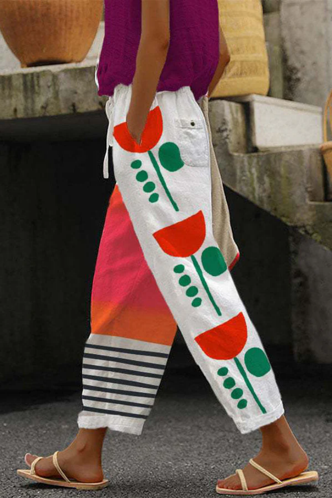 WW | Casual Unique Printed Button Pocket Pants