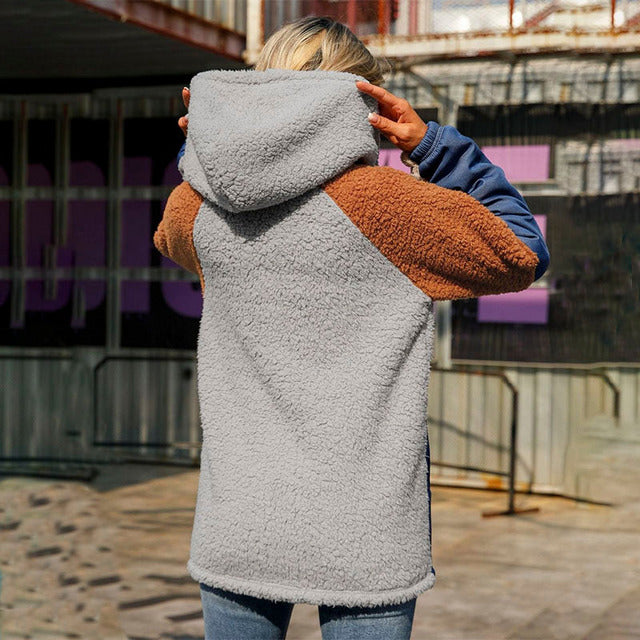 WW | Patchwork Kapuzenpullover Mantel