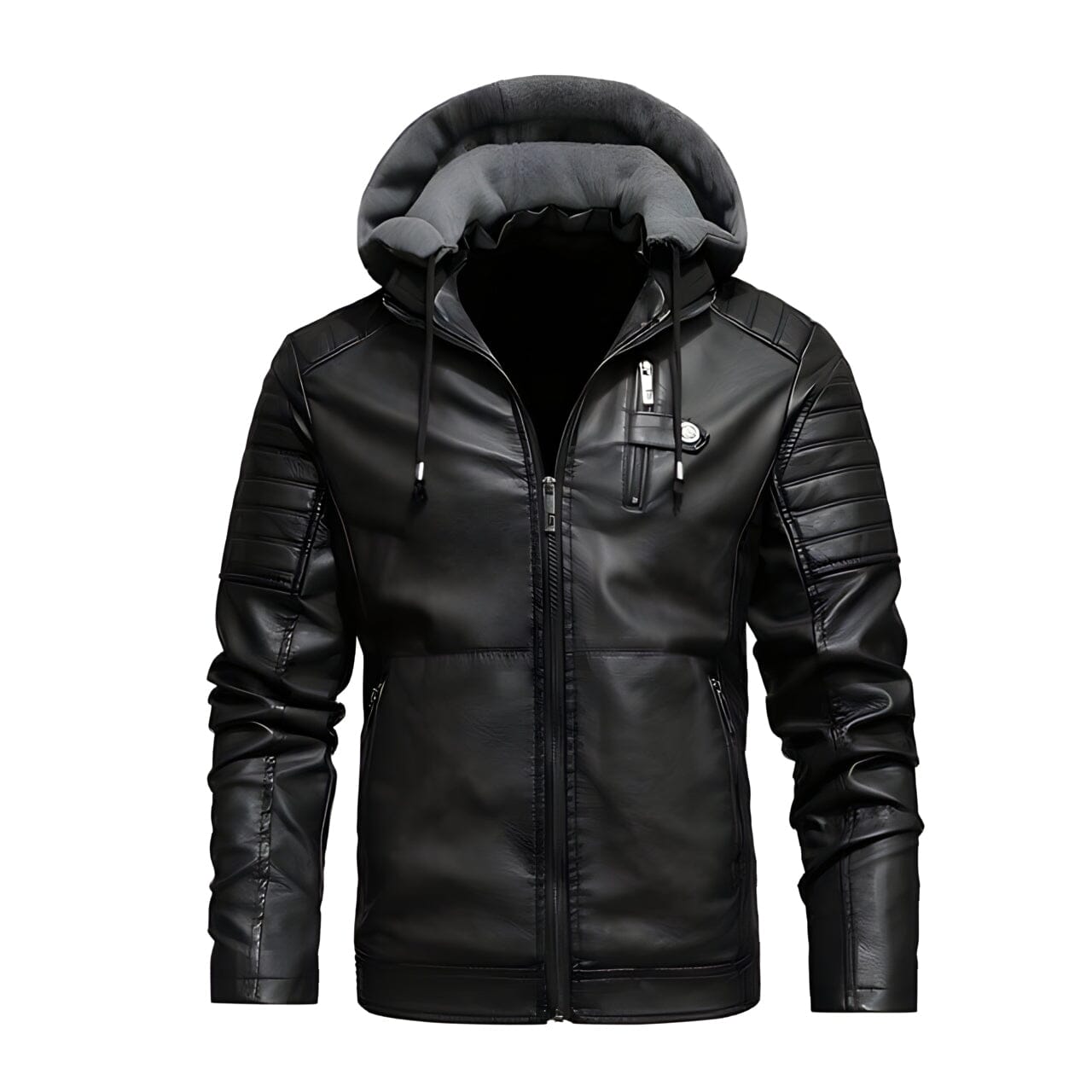 WW | Mountaineer Faux Leather Hooded Biker Jacket