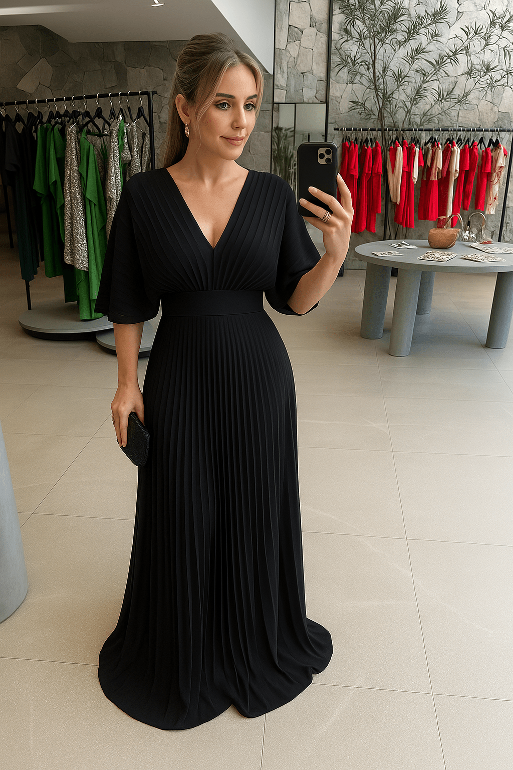 WW | Fließendes Sommerkleid mit Bauchverdecker Effekt