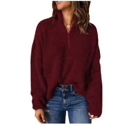 WW | Eleganter Damenpullover mit V-Ausschnitt und Polo-Kragen