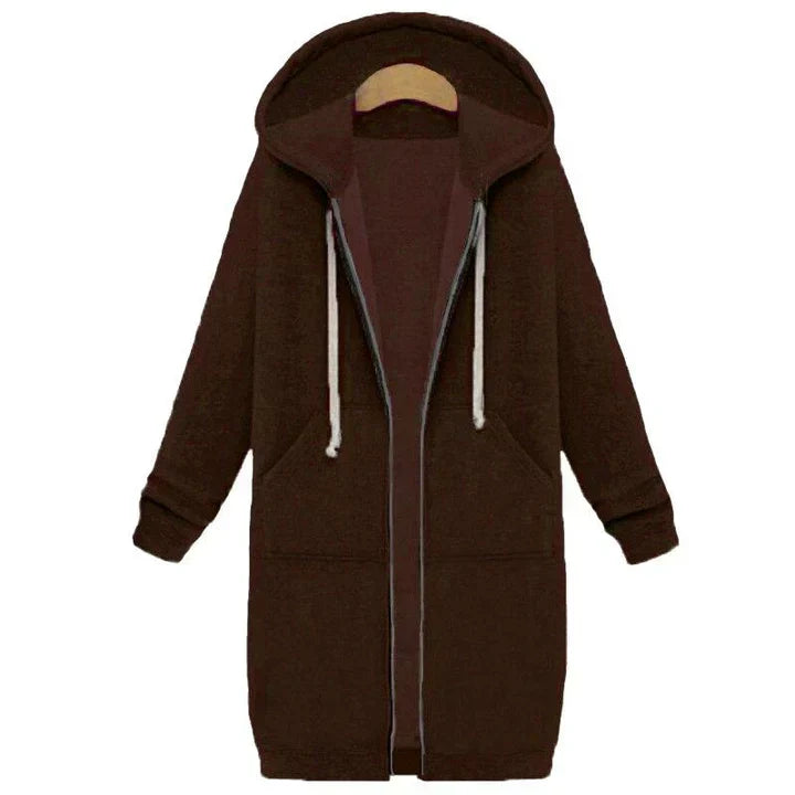 WW | a long women's sweatshirt with a zipper
