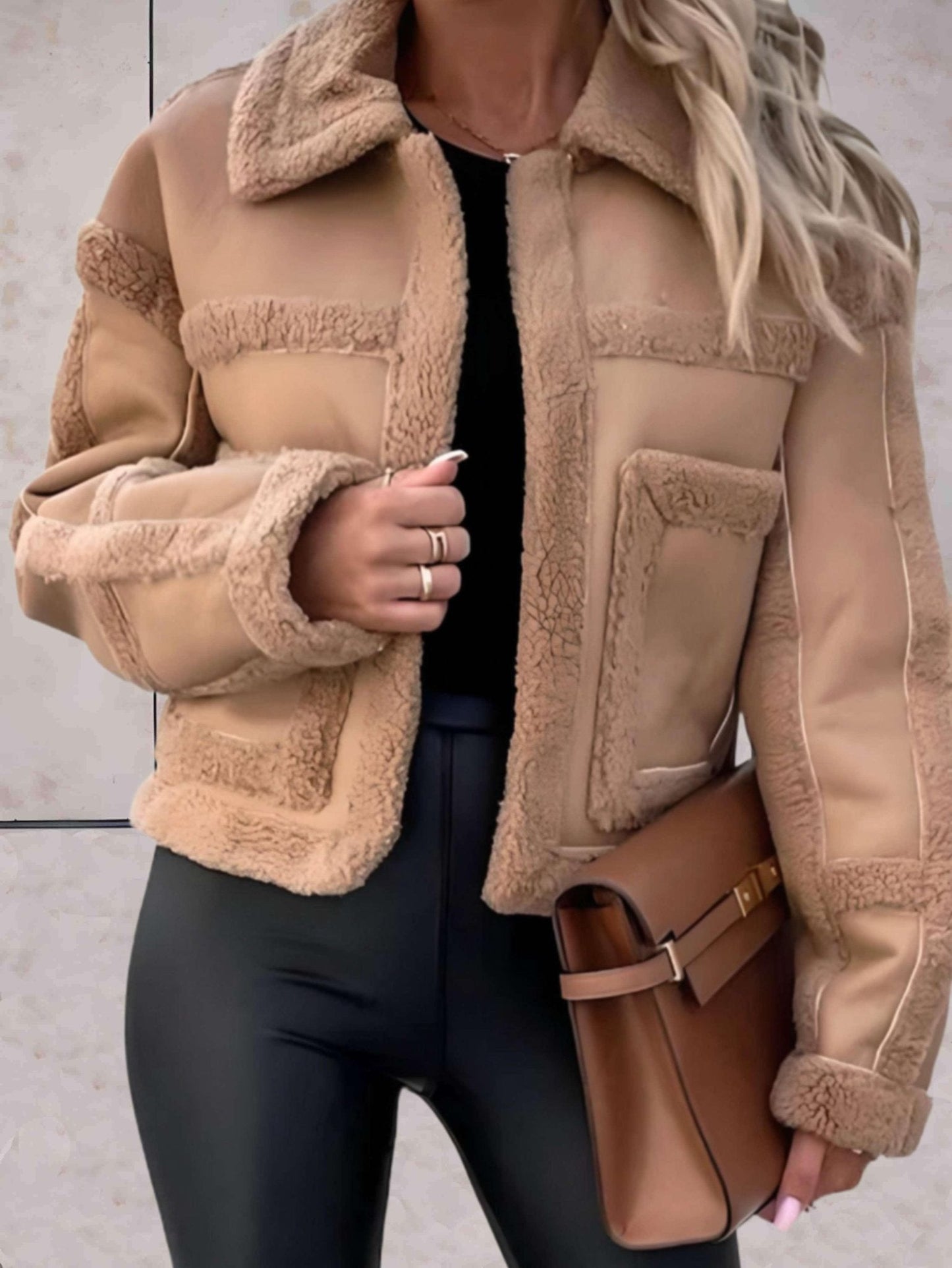 WW | Shearling Jacket - Luxe PU Blend - Spandex Comfort - Casual Chic