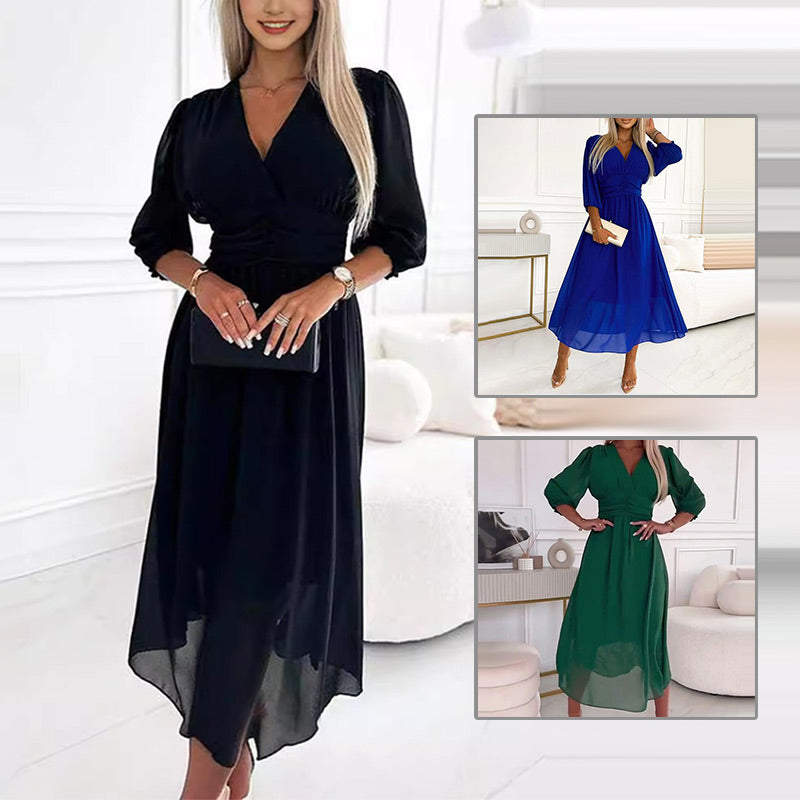 WW | Damen V-Ausschnitt Leichte Chiffon Kleider