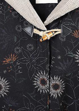 WW | oversize Jacken & Mäntel Patchwork Kapuzenmantel schwarzer Druck dicker lässiger Outfit