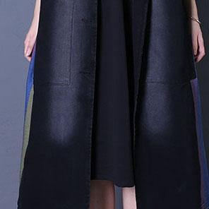 WW | oversize Outwear Denim Schwarz Notched Ärmellose Mäntel
