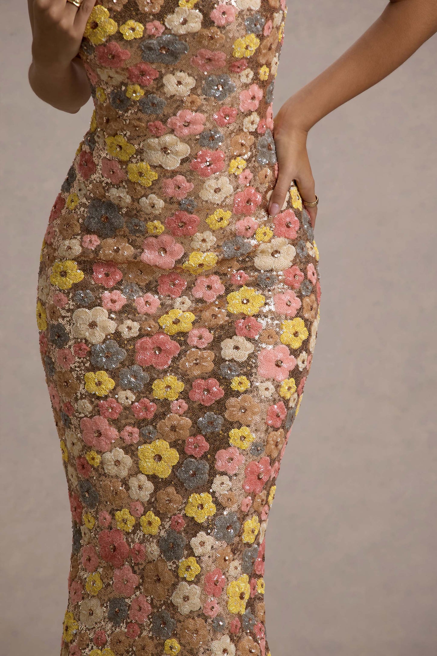 Elira | Sequin Floral Maxi Dress