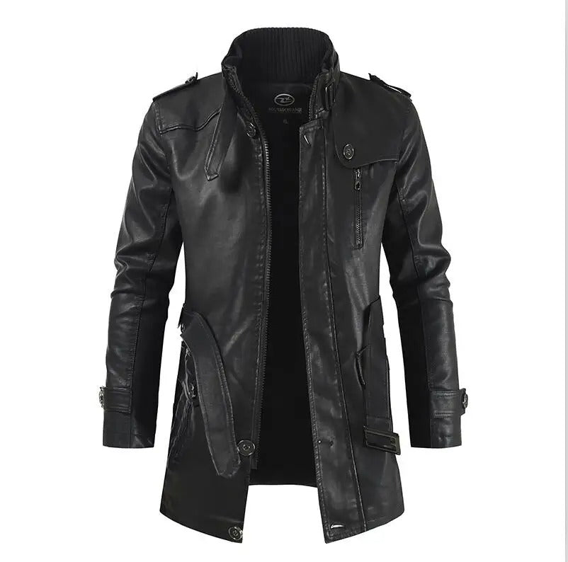 WW | Elegant Vegan Leather Jacket with Additional Pockets for Men - Ideal for All Seasons