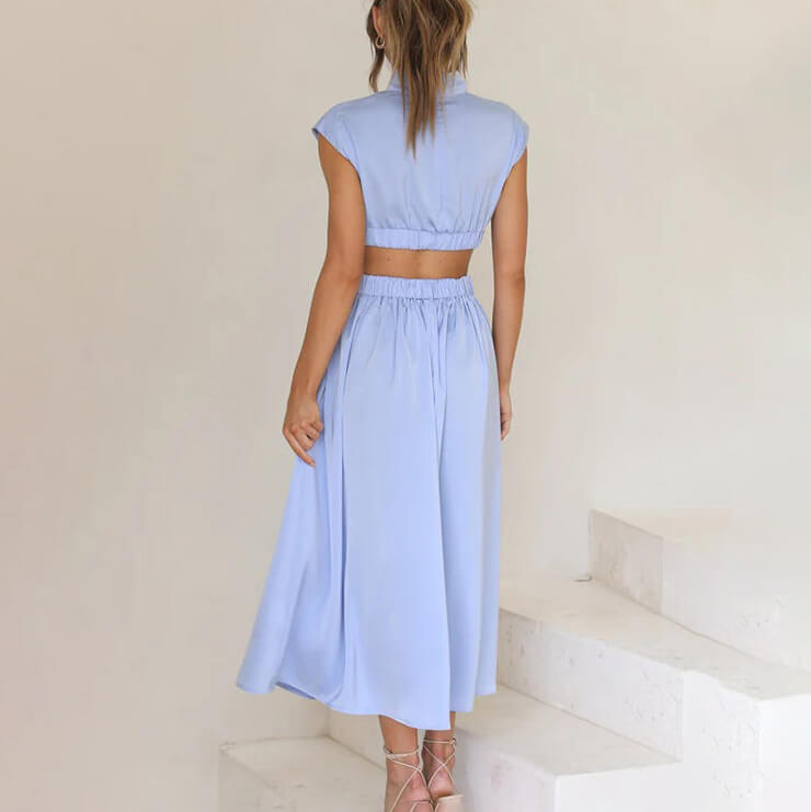 Dorothea | Plissiertes Kleid Mit Hohem Ausschnitt
