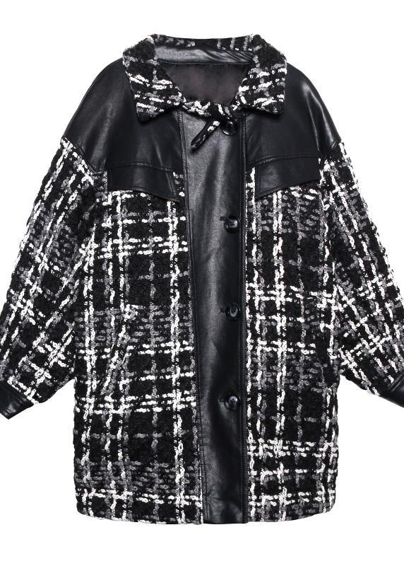 WW | Loose Fit Winter Coat Thick Outerwear Plaid Patchwork Wool Coats