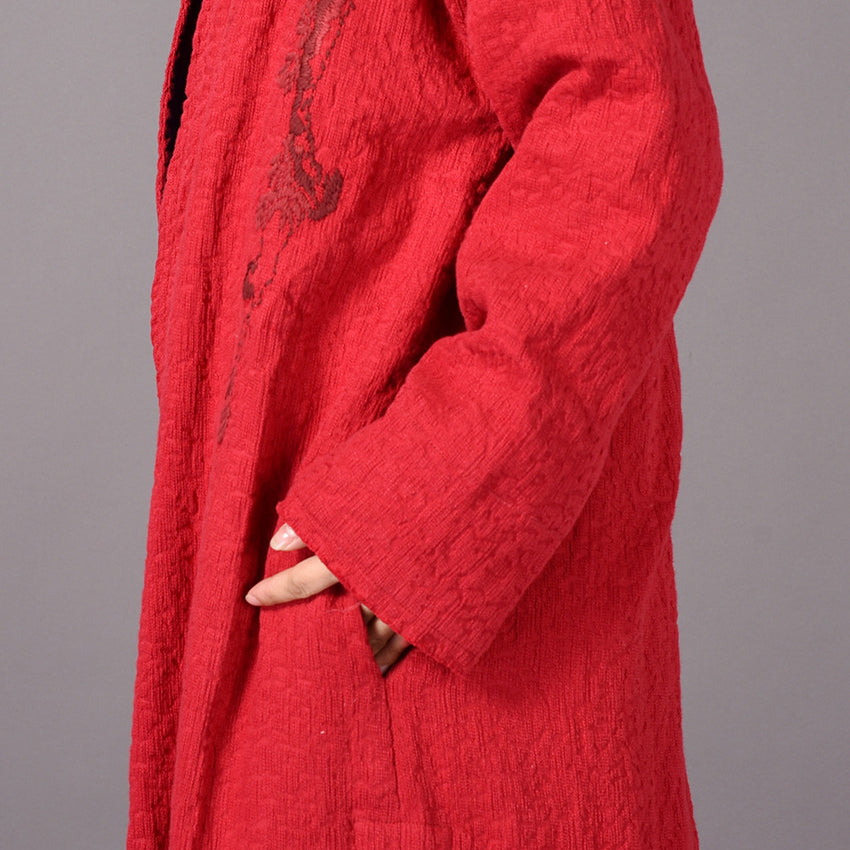 WW | rote Mäntel Übergrößen Stickerei baggy Trenchcoat WW | seitlich offene Mäntel