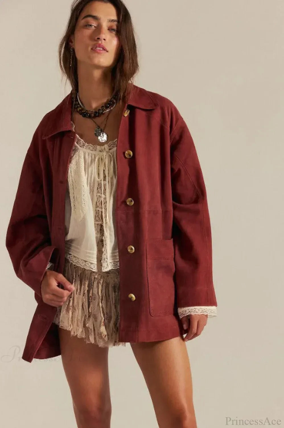 WW | Schlichte Wildleder Einreiher-Jacke