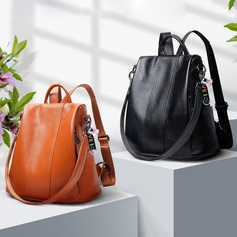 WW | Anti-Theft Leather Backpack