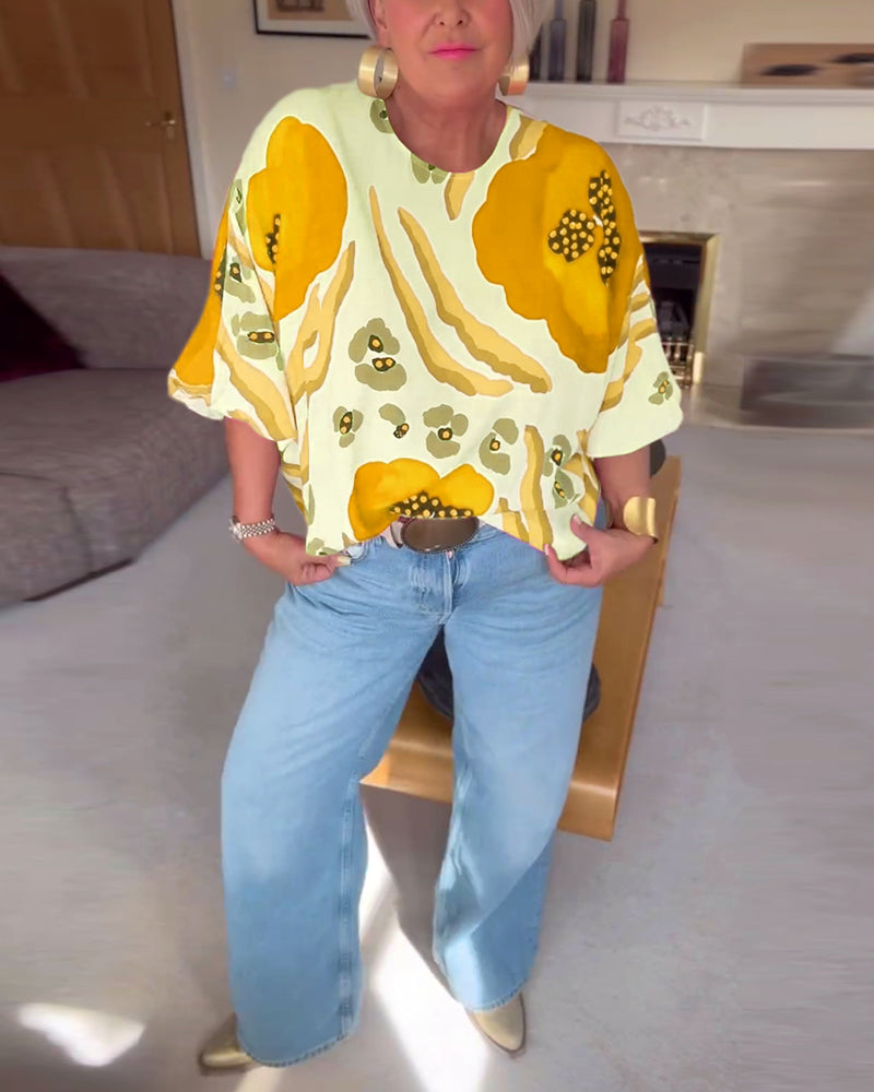 WW | Blouse with Round Neck and Half-Length Sleeves
