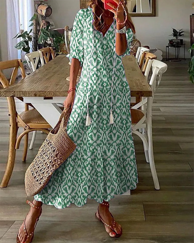 Anna | Boho Vintage Summer Dress with V-Neck