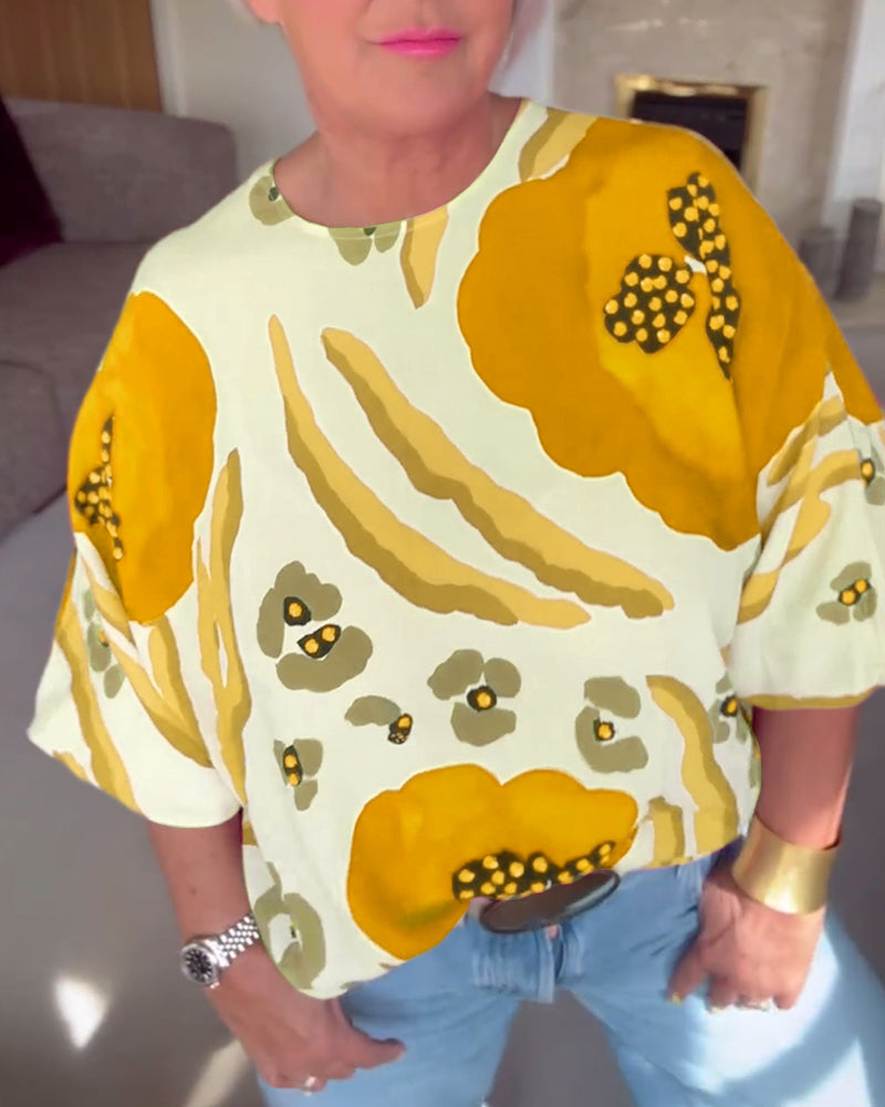 WW | Blouse with Round Neck and Half-Length Sleeves