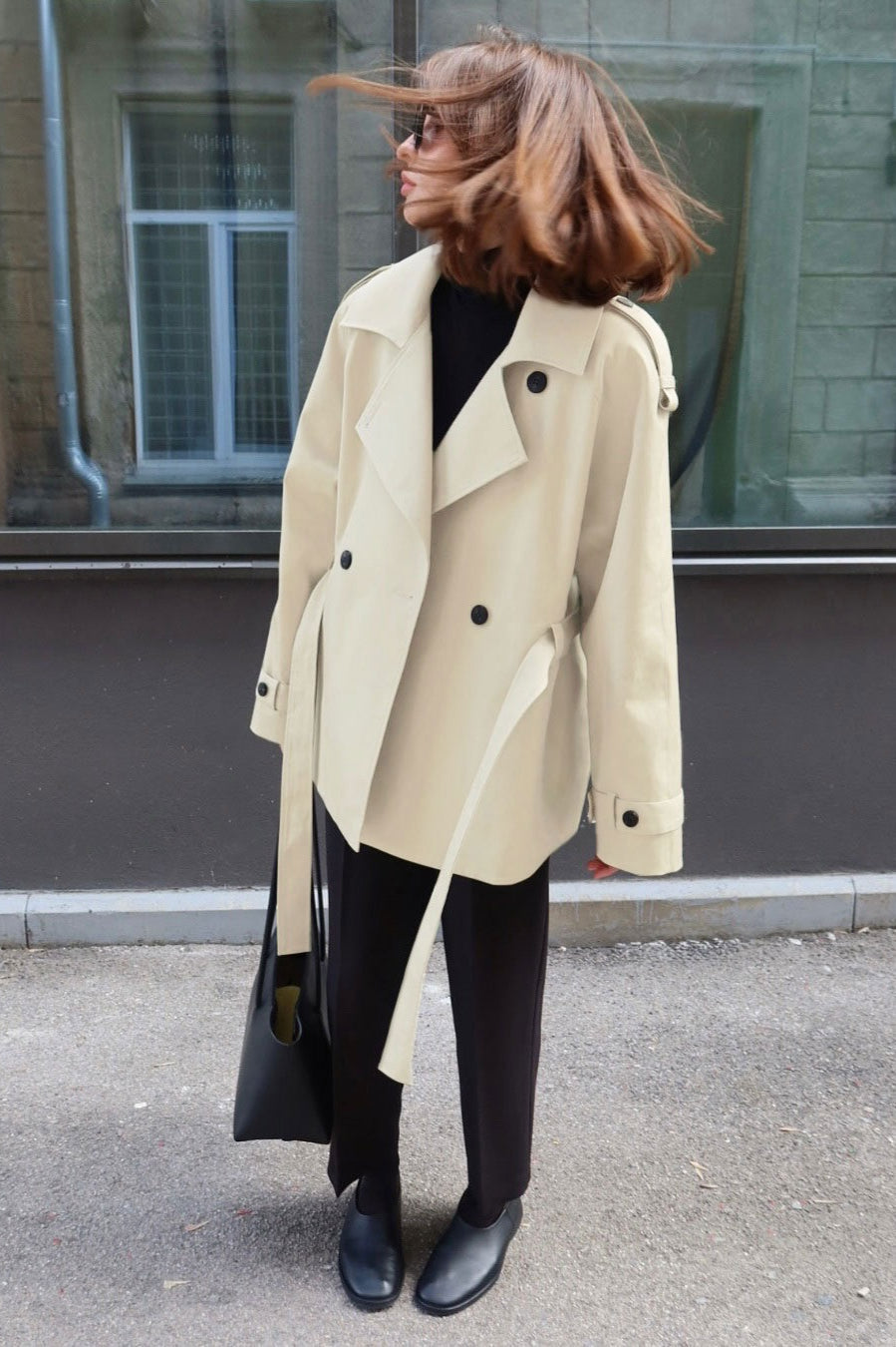 WW | Kragenlose Locke Passform Jacke