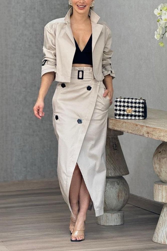 WW | Reversible Jacket & Slit Skirt Two-Piece Set