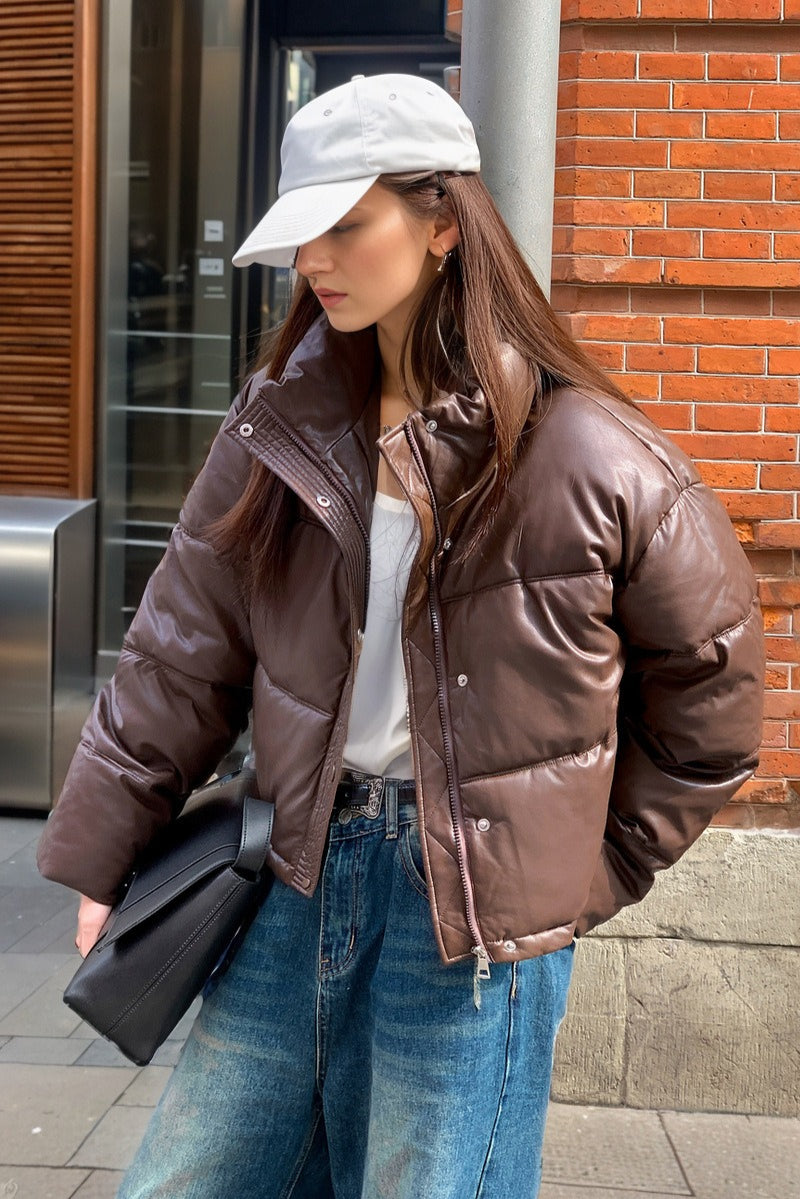 WW | Faux Leather Insulated Puffer Jacket