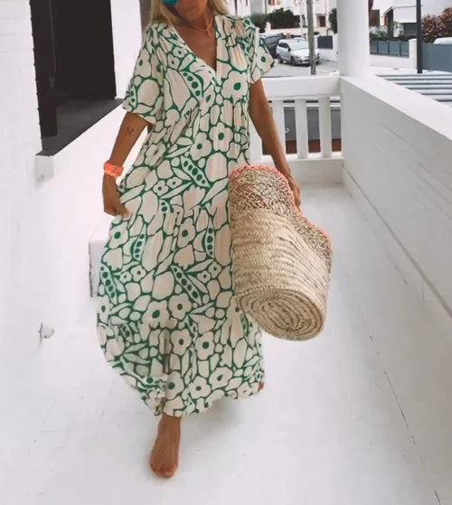 Summer New Short-Sleeved Print Dress