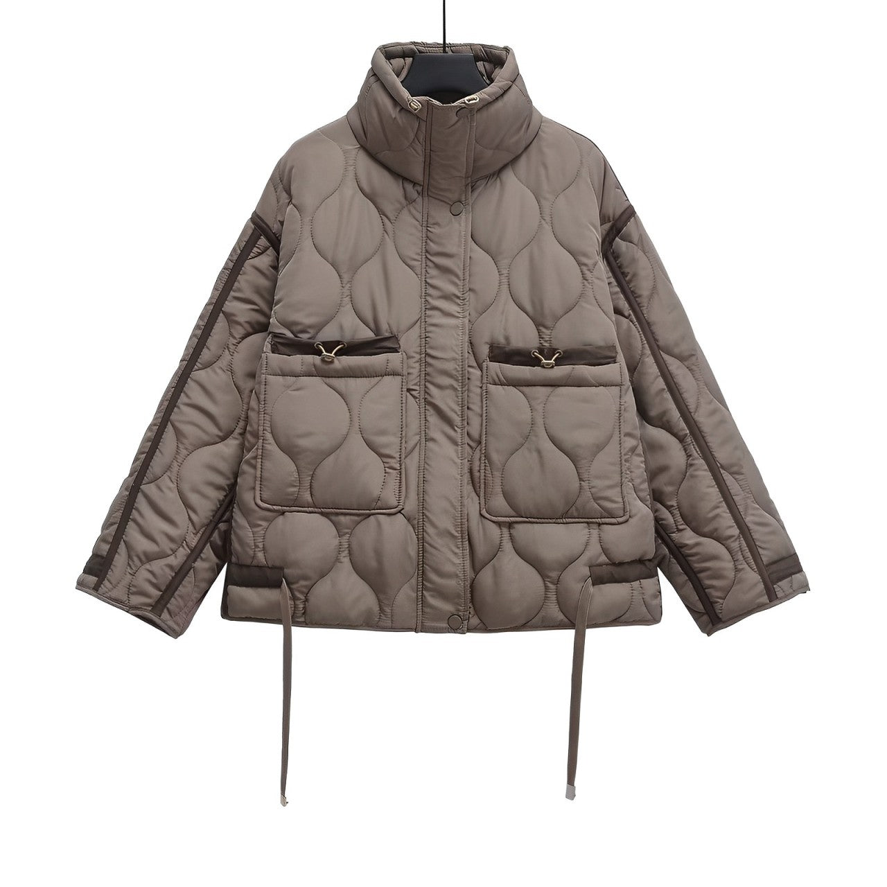 WW | Women's hip-length cotton jacket with stand-up collar and drawstring