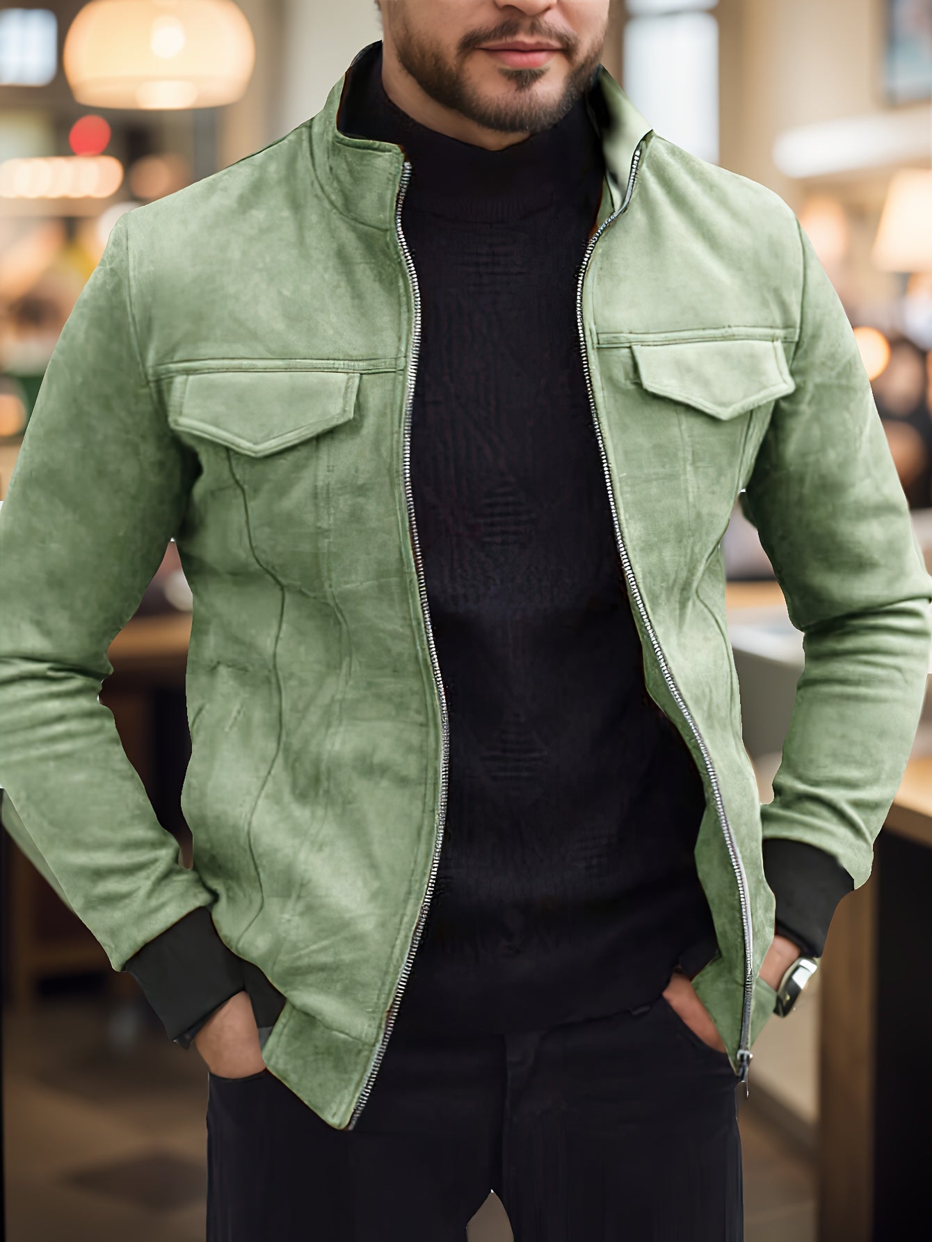 WW |  Einfarbige Warme Fleece Bedruckte Winterjacke Für Herren - Ideal für Winter
