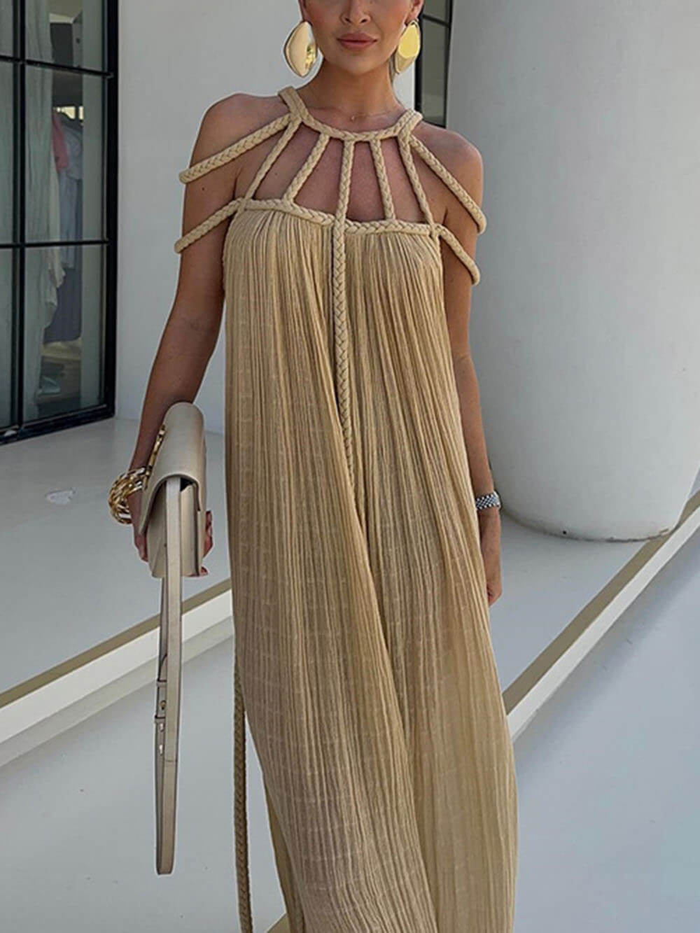 Cover-Up | Draped Maxi Dress with Braided Details