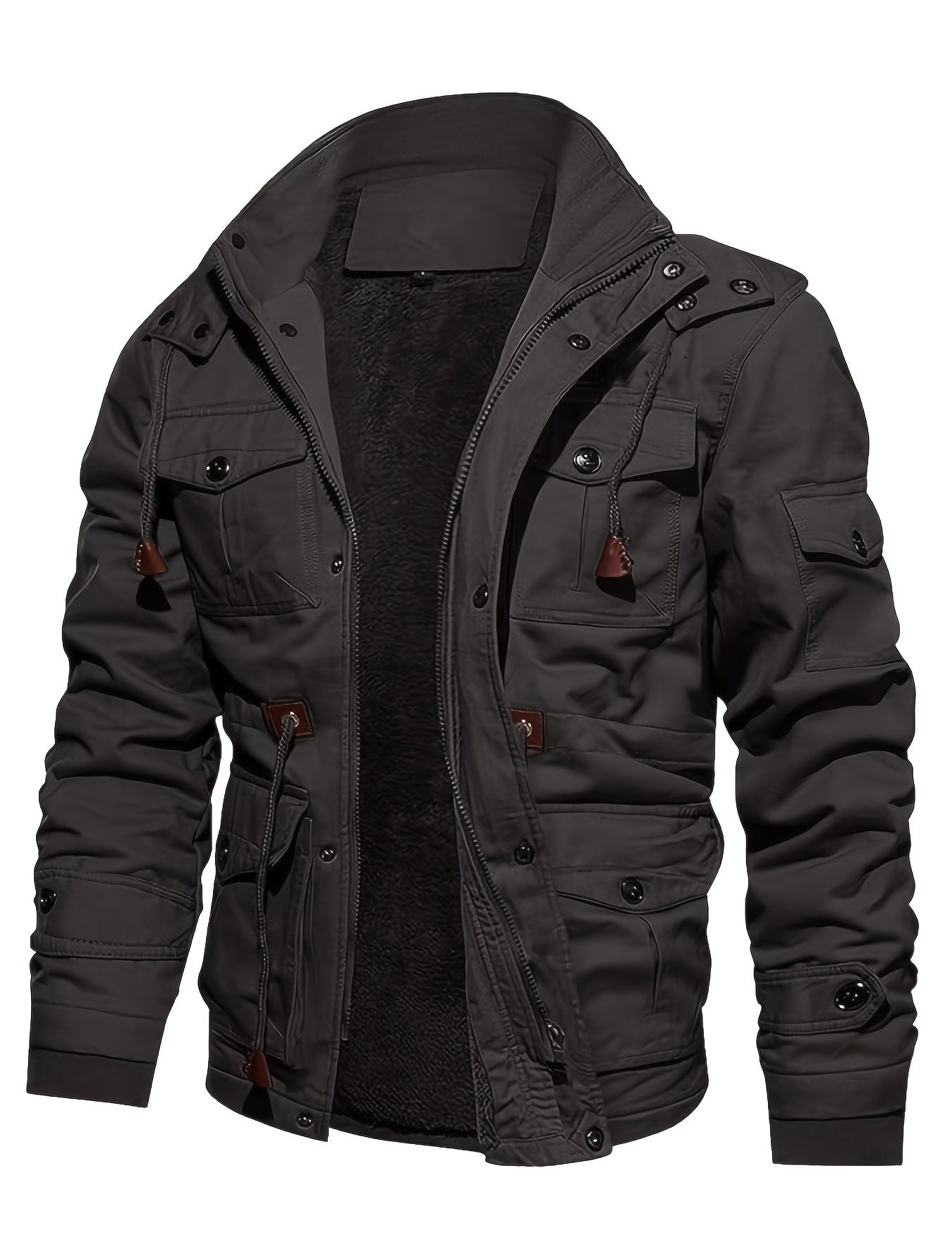 WW | Warm Fleece Hooded Cargo Outdoor Jacket For Men - Perfect For Outdoor Activities