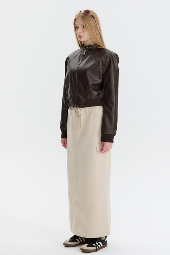 WW | Leder Zip-Up Bomberjacke